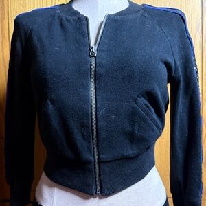 Express Black Bomber Jacket with Blue Accents